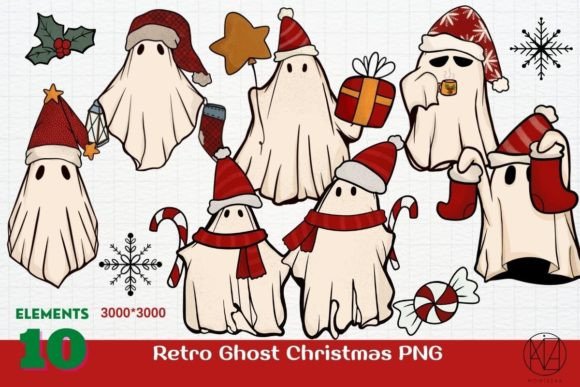 10 Retro Ghost Christmas PNG Review