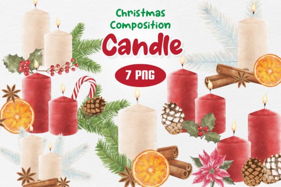 Candle Christmas Composition Illustrations