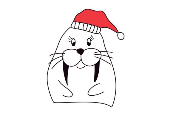 Christmas Animal Sublimation Walrus Illustrations