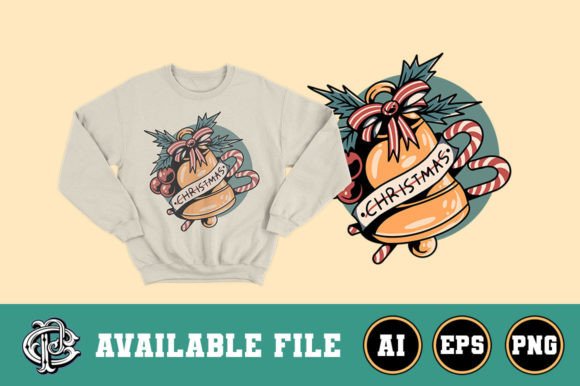 Christmas Bell T-Shirt Illustration for Digital Sellers