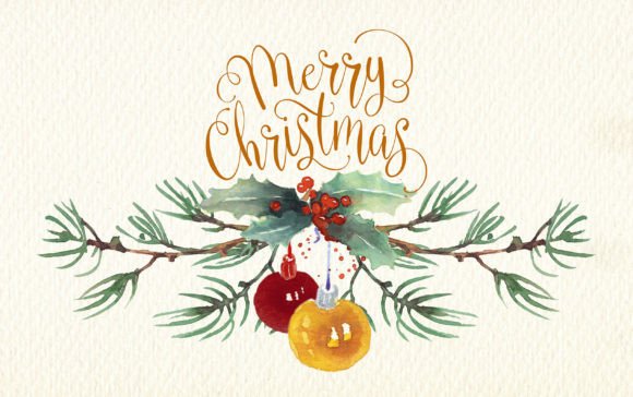 Christmas Cards Watercolor Set for Creative Design