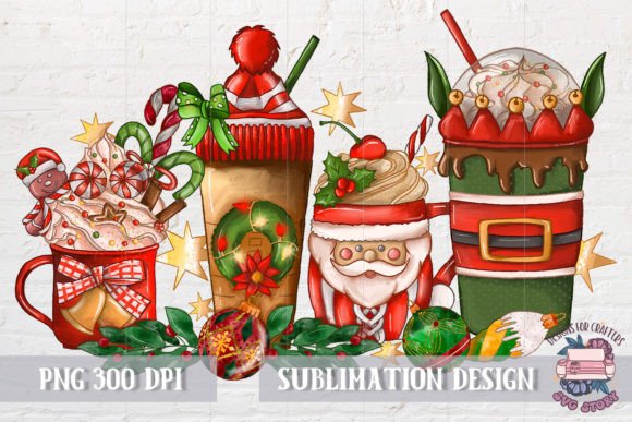 Christmas Chocolate Coffee Sublimation Illustrations
