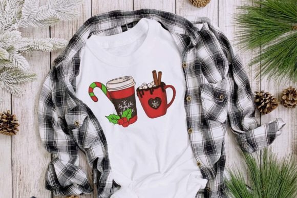 Christmas Coffee Cups Sublimation Illustrations