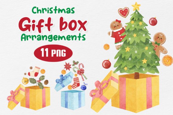 Christmas Gift Arrangements Illustrations for Branding