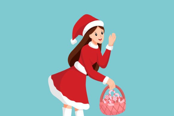 Christmas Girl with Candy Illustrations