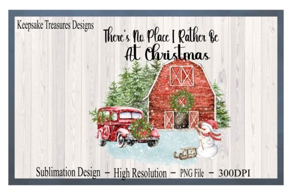 Christmas Red Barn PNG for Crafting & Sublimation