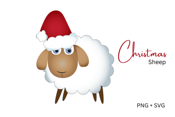 Christmas Sheep Illustration for Digital Product Creation