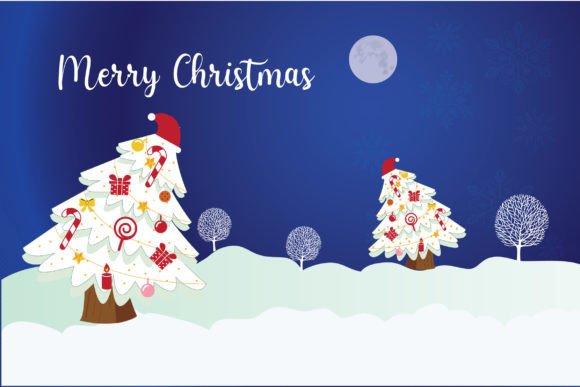Christmas Tree Icon and Background Illustrations