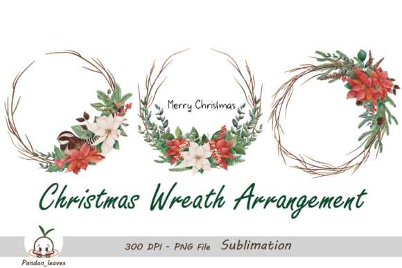 Christmas Wreath Arrangement Set 2 Illustrations