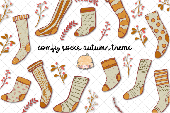 Comfy Socks Autumn Season and Christmas Illustrations
