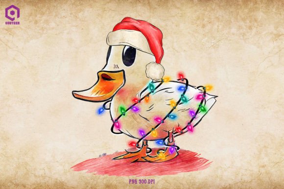 Duck Christmas Tree Lights Illustrations