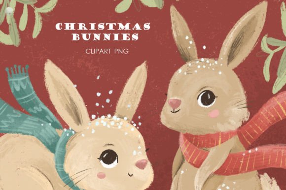 Hand Draw Christmas Bunny Illustration for Local Branding