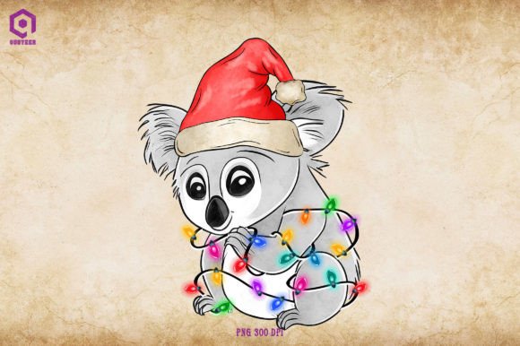 Koala Christmas Tree Lights Illustrations