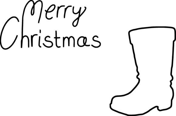 Merry Christmas Santa Claus Boot Outline Illustration