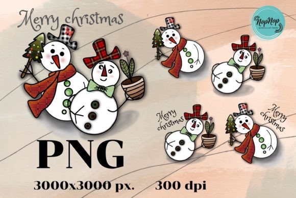 Merry Christmas Snowman’s Set Illustrations