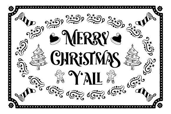 Merry Christmas Y all Doormat EPS SVG Illustration