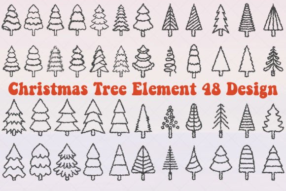 Retro Christmas Tree Element 48 Design Illustrations