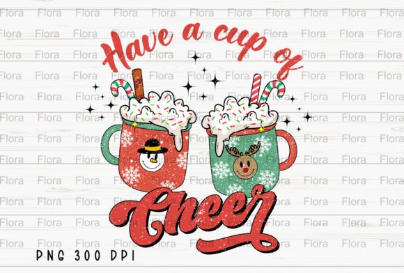 Retro Hot Cocoa Merry Christmas PNG