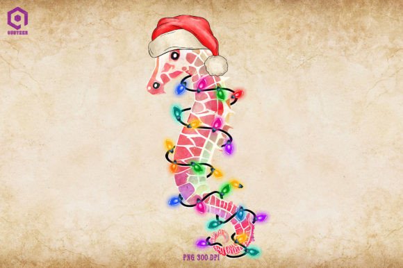 Seahorses Christmas Tree Lights Illustration