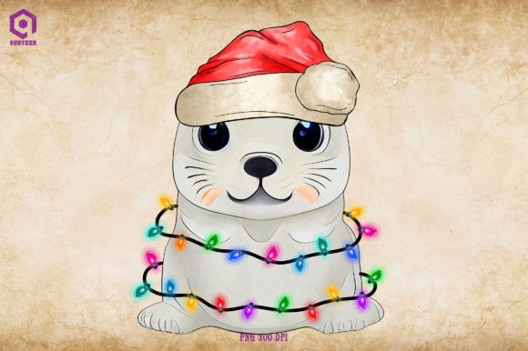 Water Seal Cute Christmas Tree Lights Illustrations