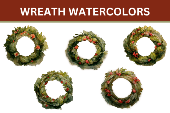Watercolor Christmas Wreaths Embroidery Set
