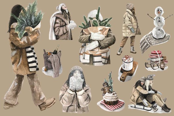Winter Mood Clipart for Festive Crafting Projects